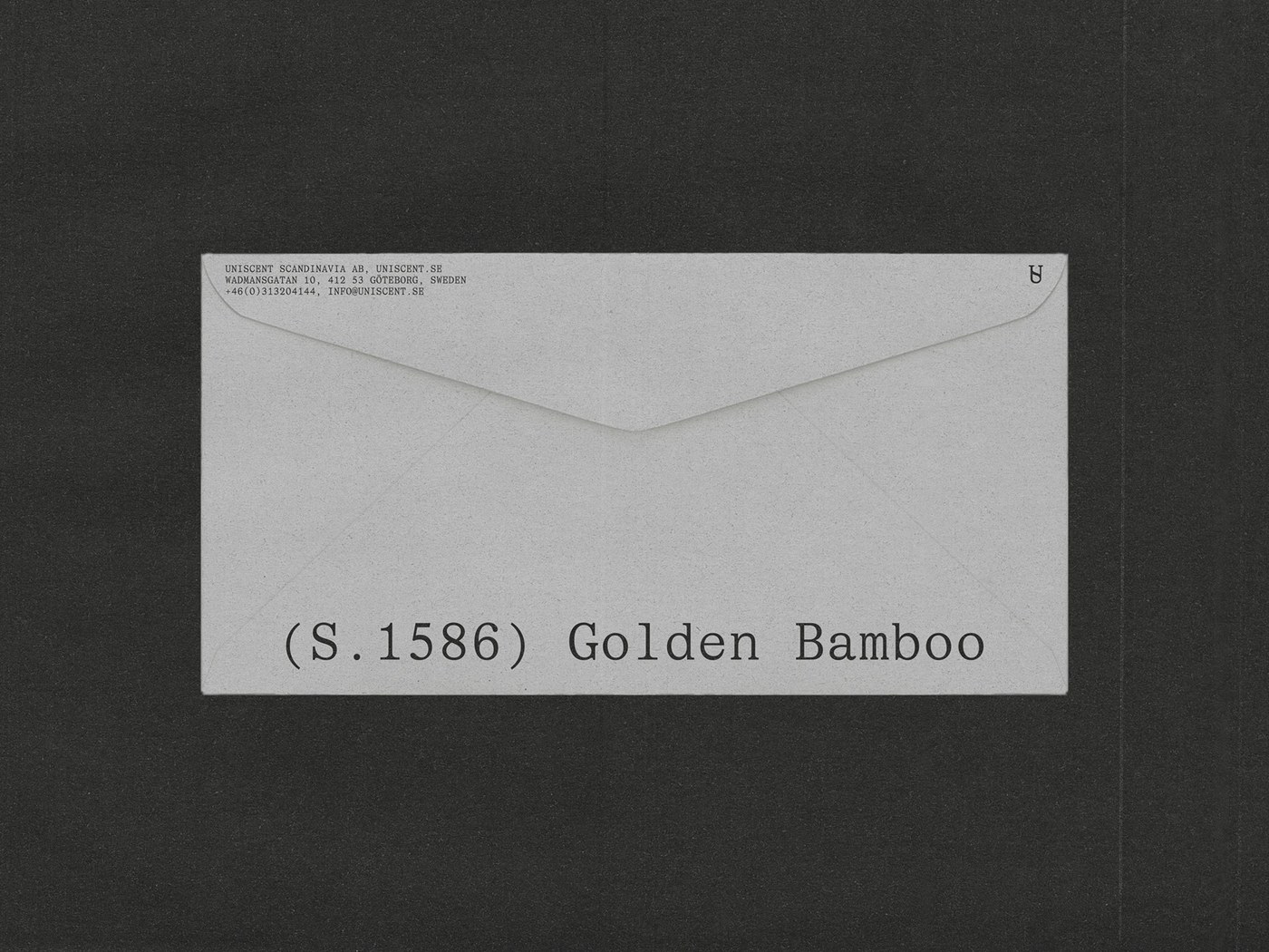 Printed paper envelopes in Uniscent branding design by Lundgren+Lindqvist