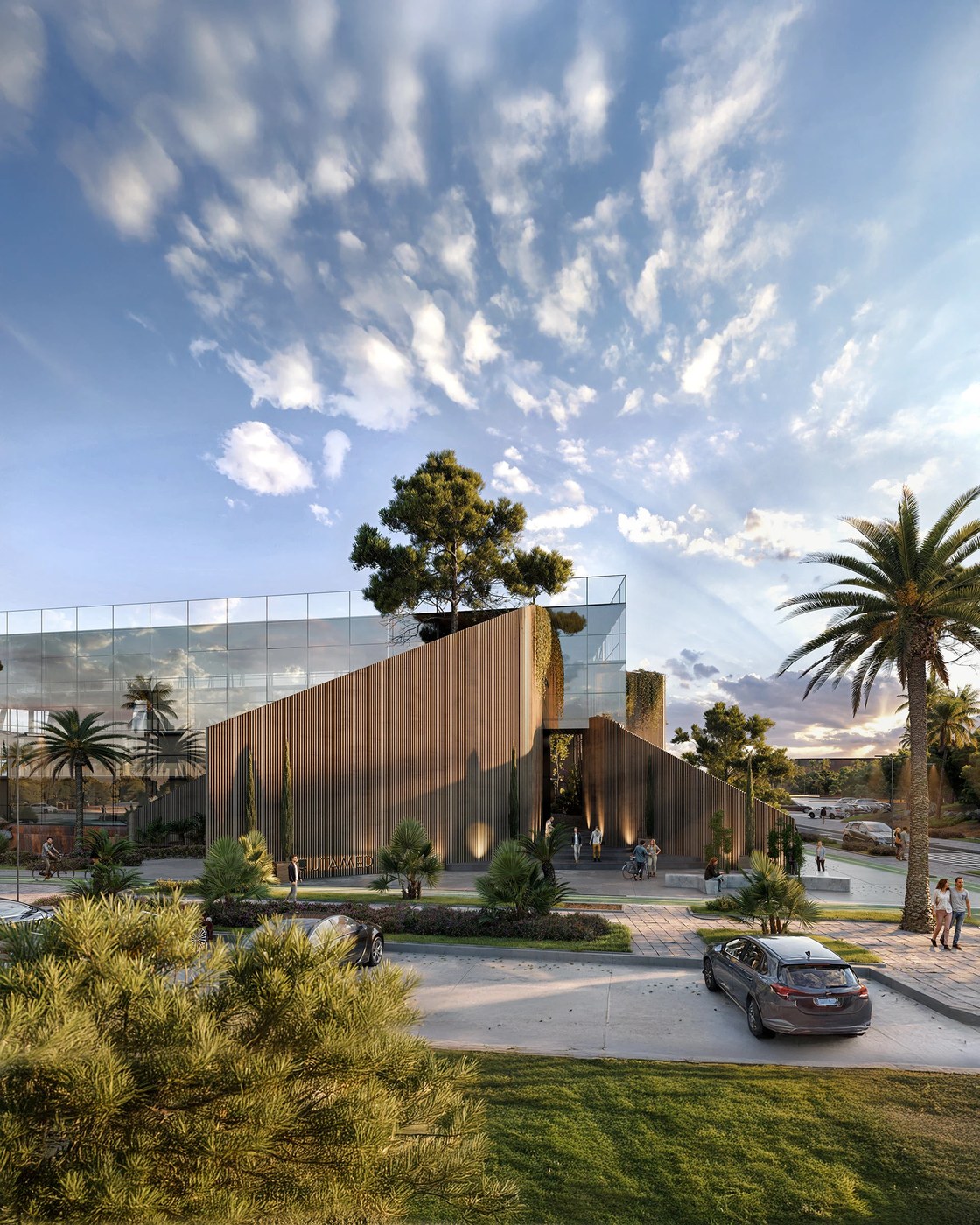 3d architecture rendering cgi visual art of the architectural structure set against a natural landscape