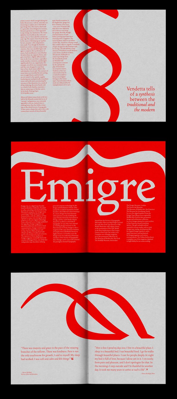 Vendetta Typeface Specimen Book Design Layout Typography