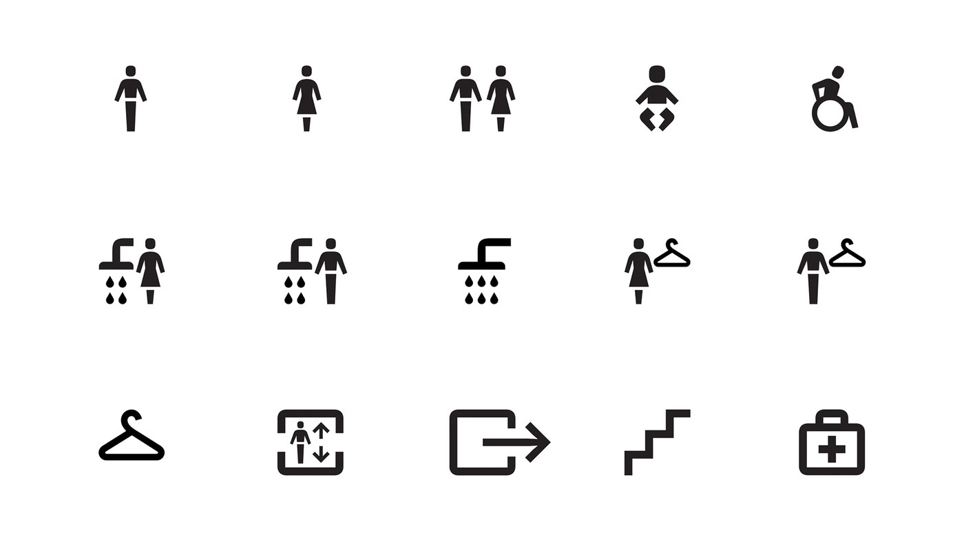 Custom civic pictogram and iconography suite engineered for spatial design by Silo