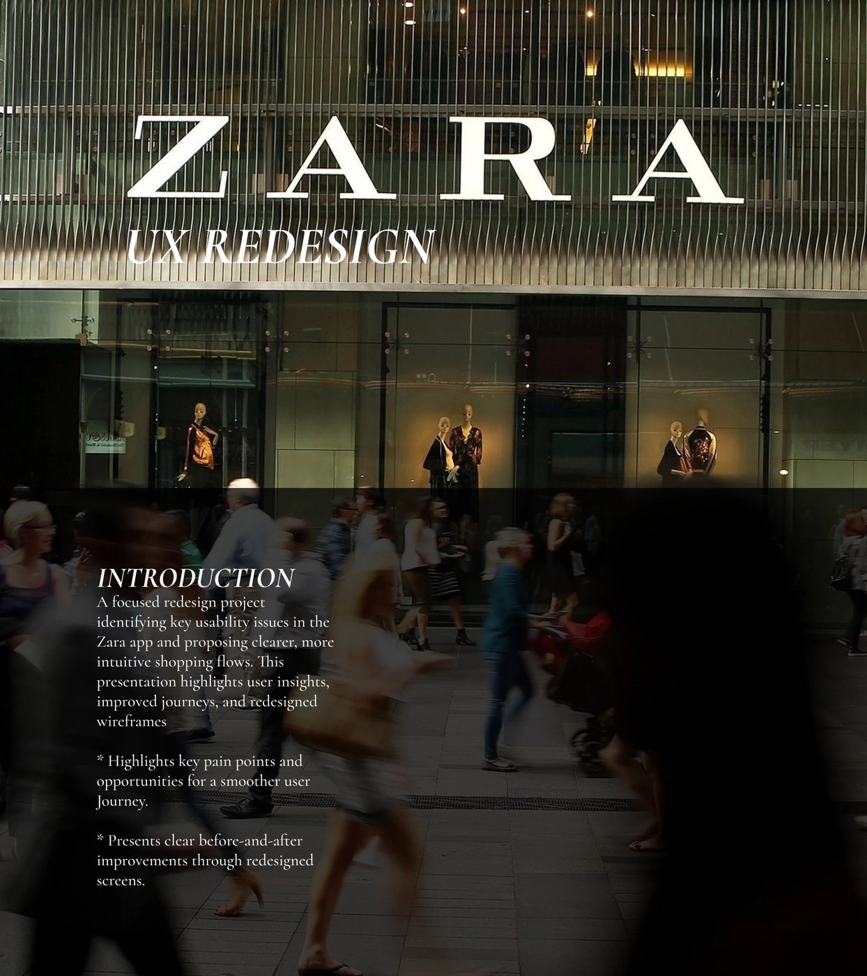 rediseño de la aplicación zara diseño ui ux visualización de maqueta de pantalla móvil