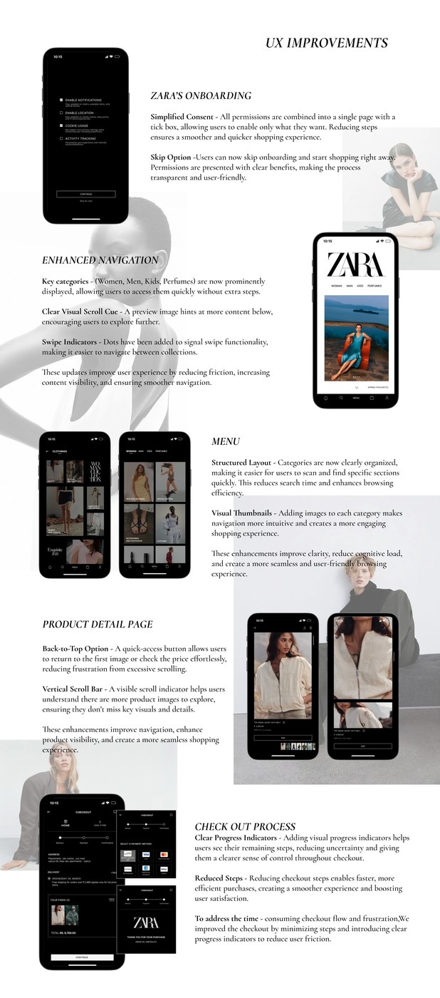 rediseño de la aplicación zara diseño ui ux lógica y mapeo del flujo de usuarios móviles