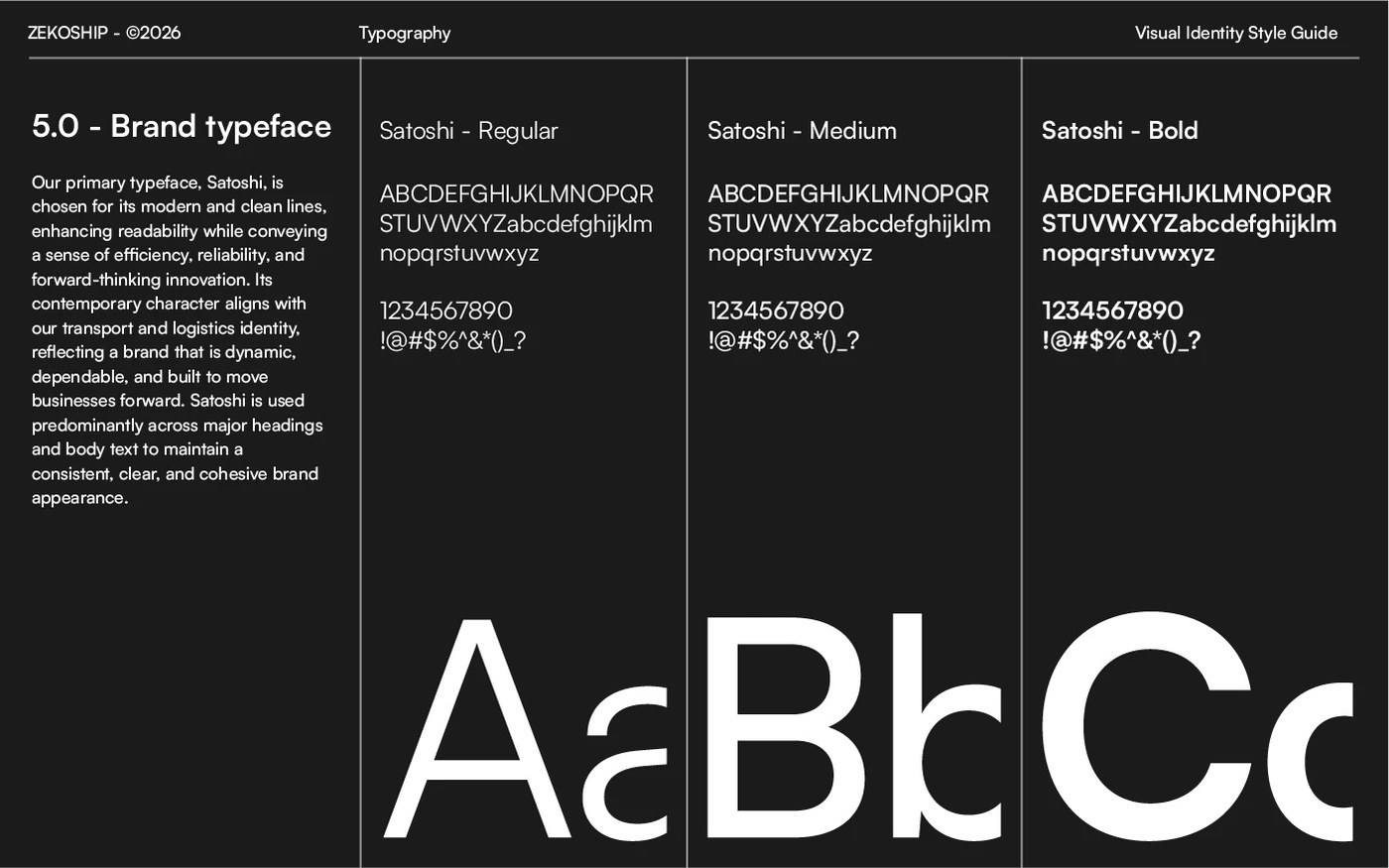 Typography specimen sheet for Satoshi brand typeface across Regular, Medium, and Bold weights with glyph metrics