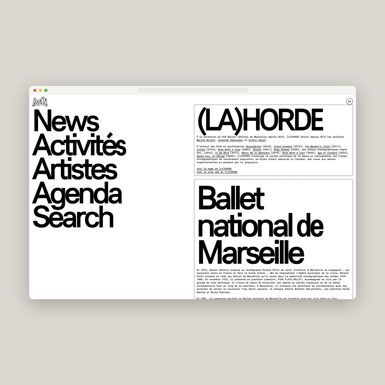 Ballet National de Marseille: Kinetic Web Design & CSS Type