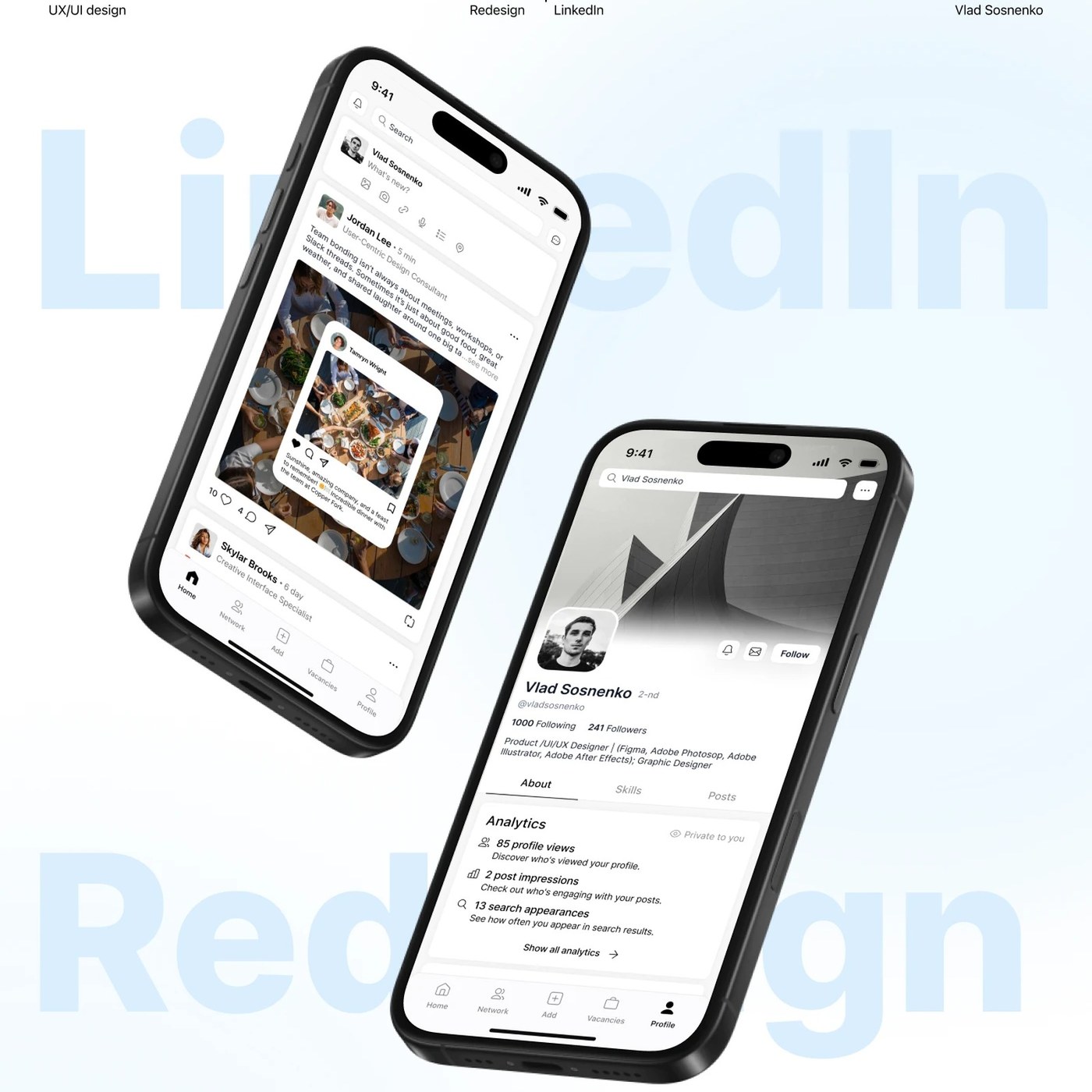 ui ux web design dashboard layout: LinkedIn Redesign
