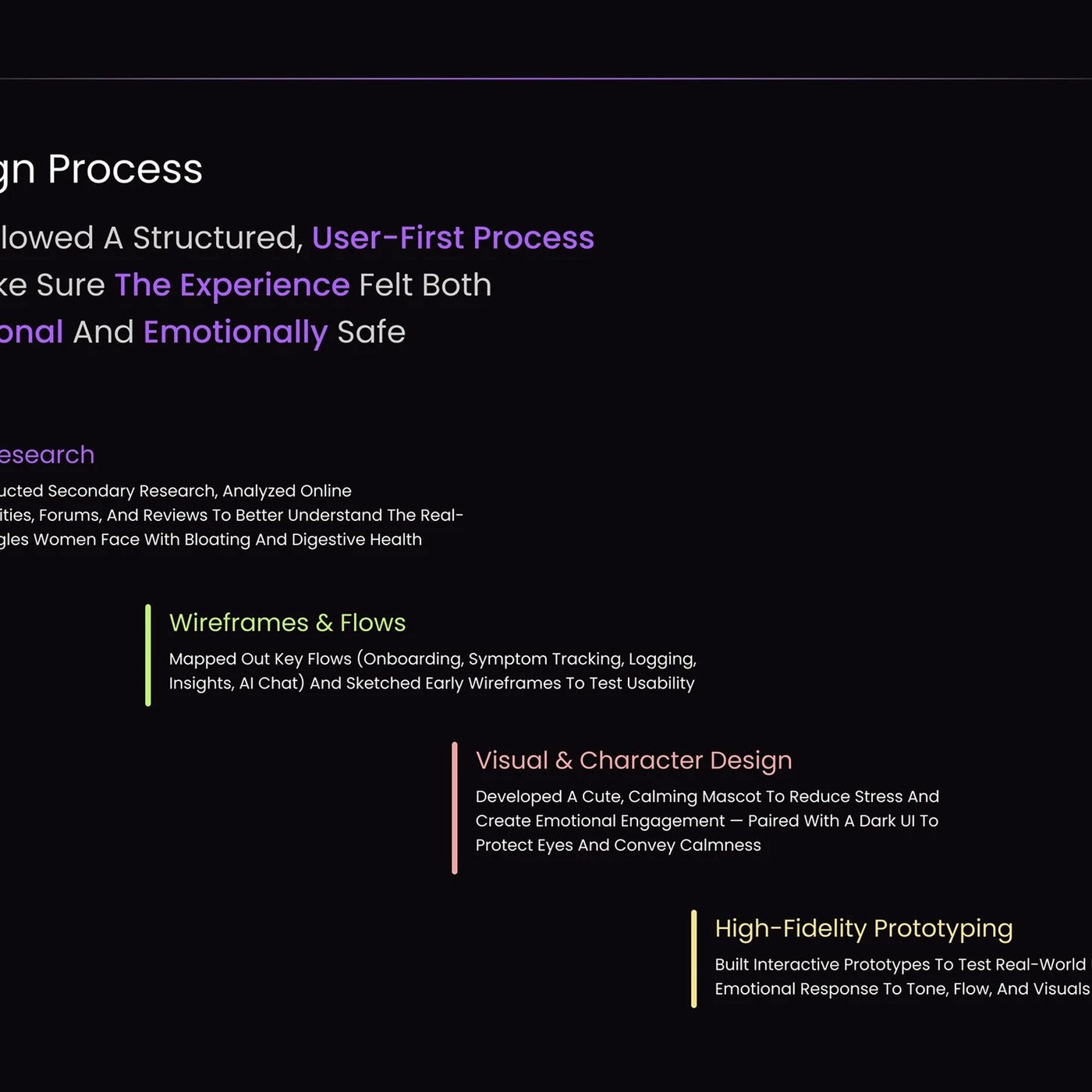 Unbloated: Dark-Theme Wellness App Design by Farba Digital