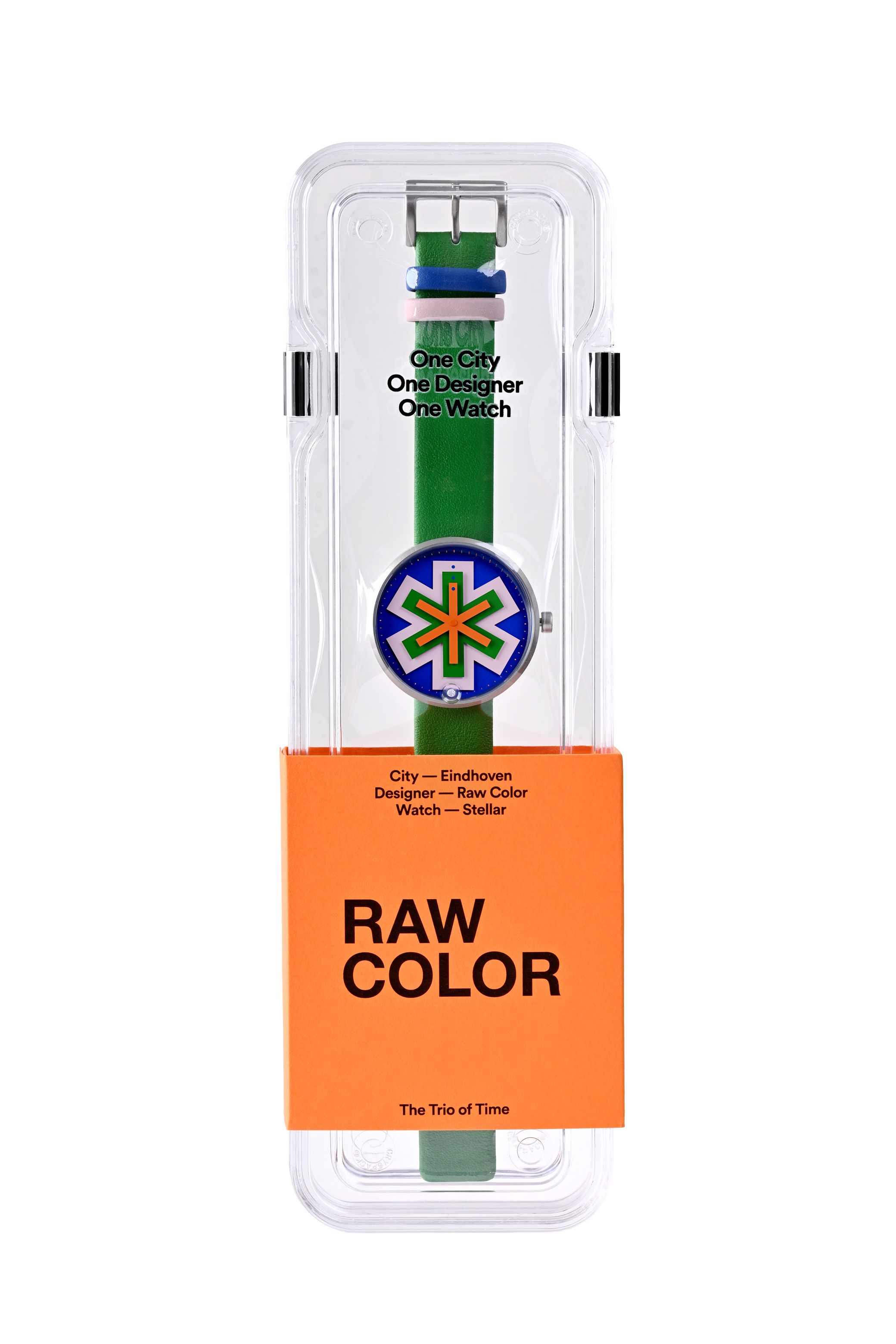 Esquema de configuración de la esfera del reloj estelar que muestra detalles del diseño de la capa de color