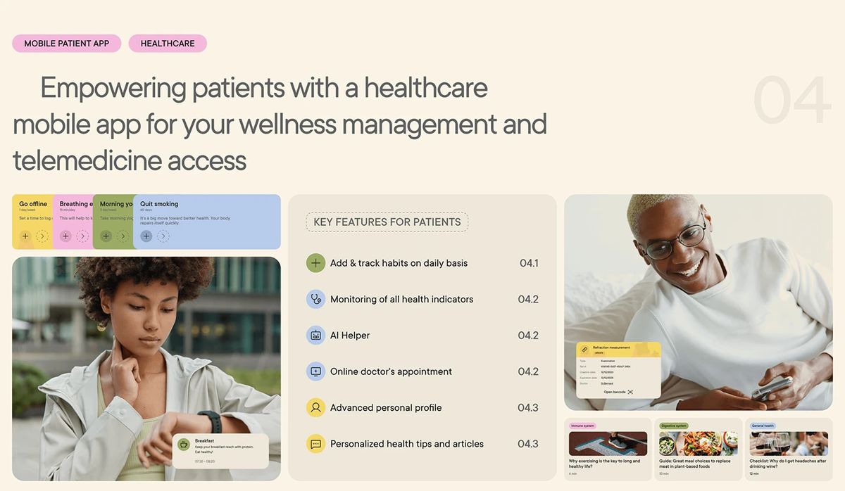 Detalles de la interfaz de usuario visual de la pantalla del teléfono inteligente de la aplicación Intelly Healthcare