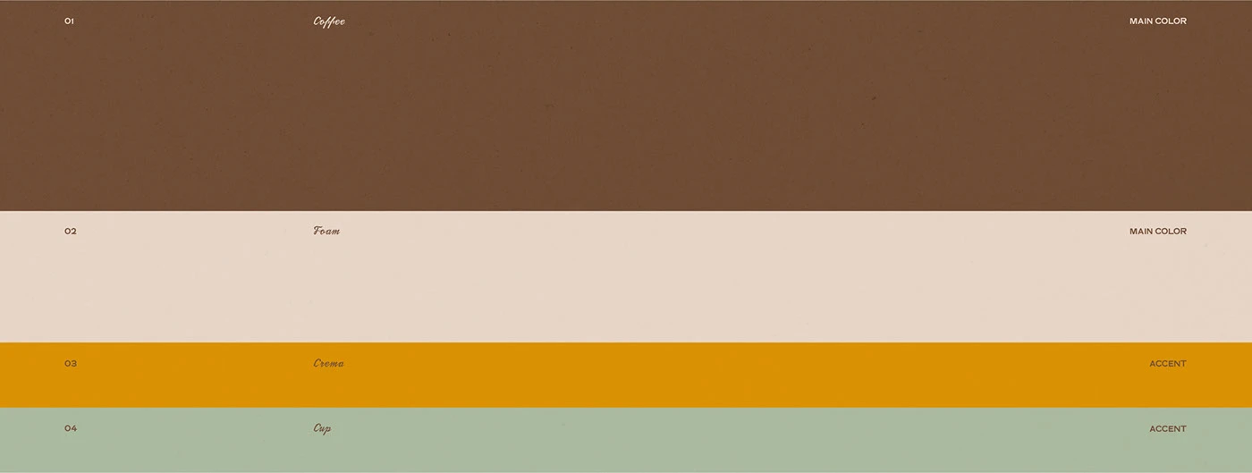 Jacks Coffee Club branding color palette specification grid