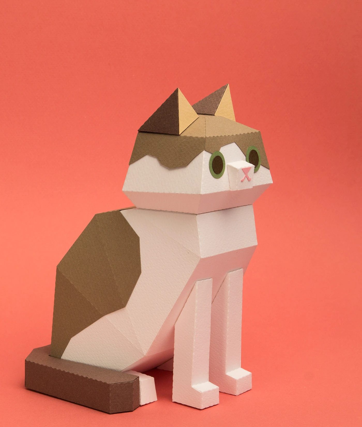 Kitten Paper Kits calico cat sculpture profile design study