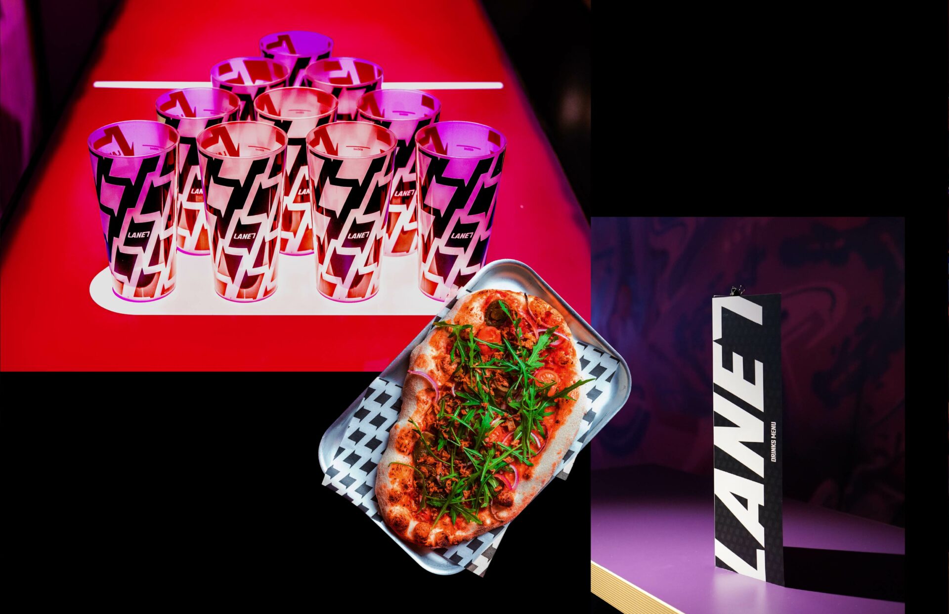 Lane7 branding arcade token and print collateral suite