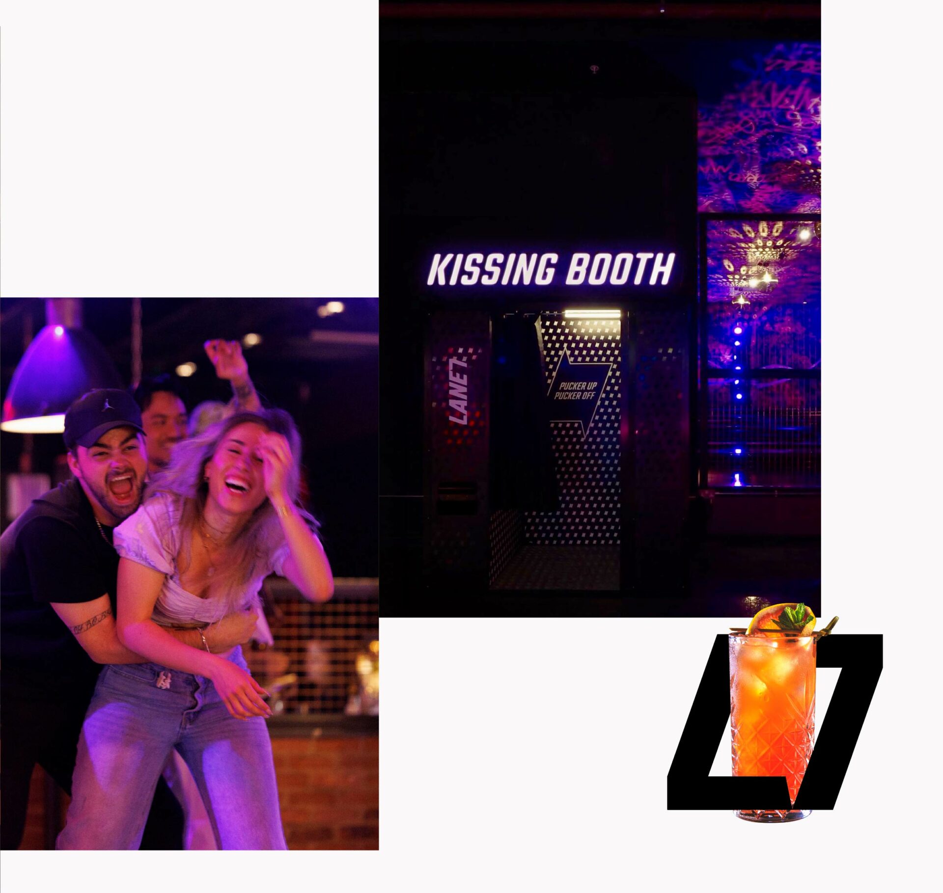 Lane7 branding photobooth and cocktail bar atmosphere