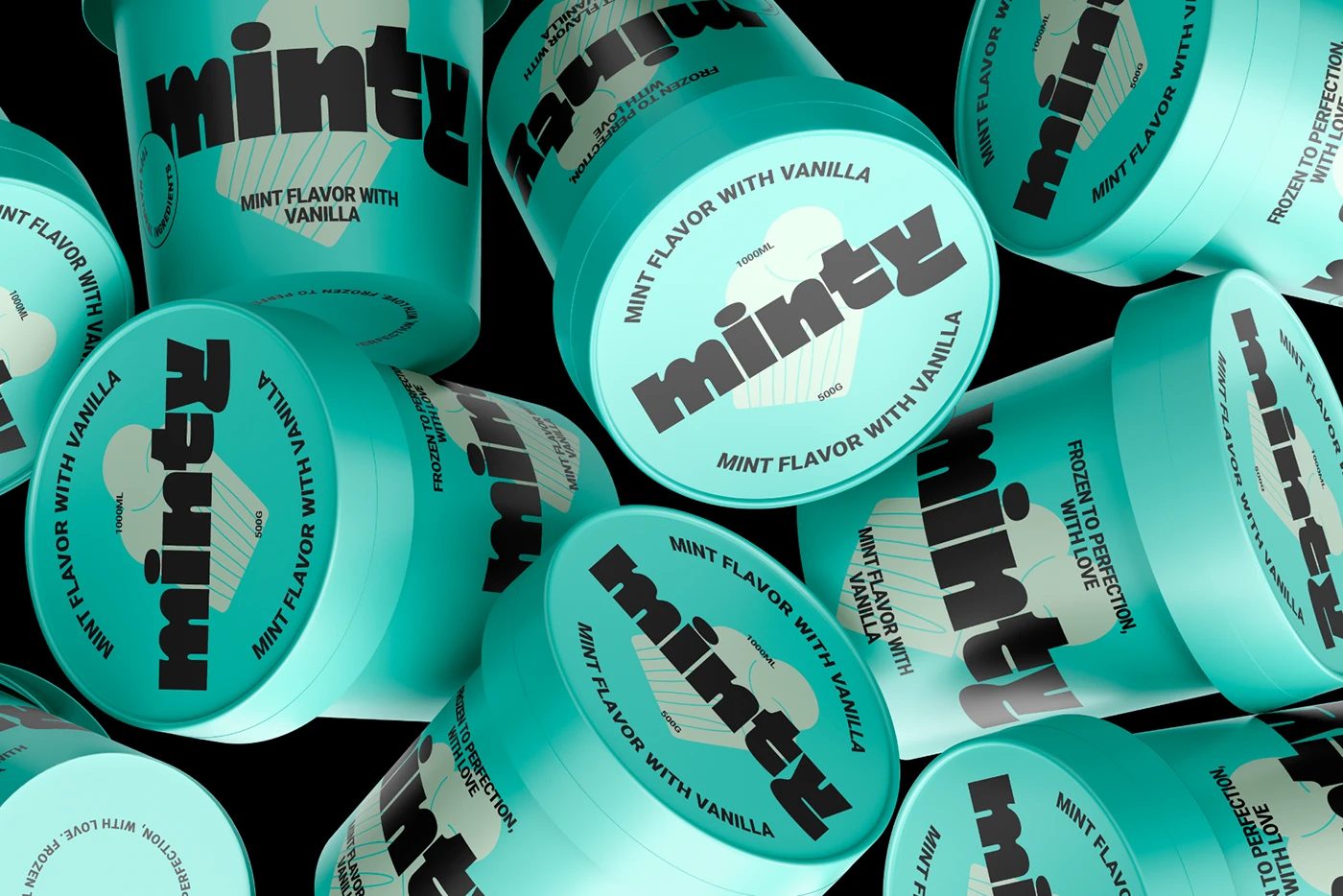 Maltique extra bold chunky sans typography ice cream tub packaging