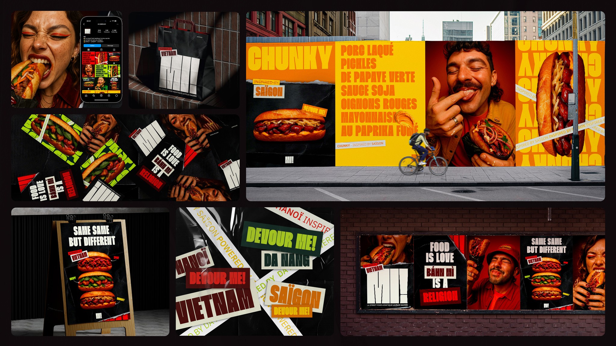 MI packaging box and takeaway wrap detail by Caroline Lafon