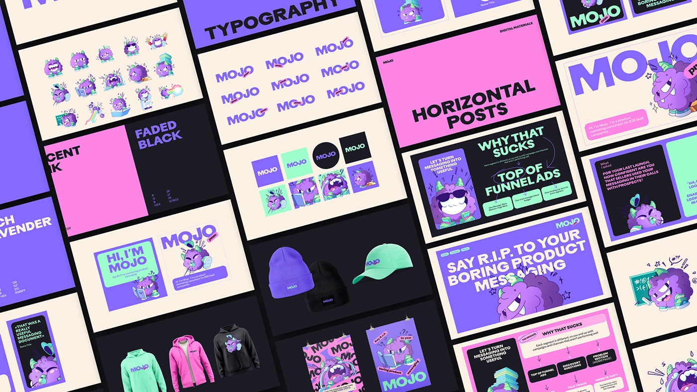 Mojo PMM SaaS mascot branding detail 10