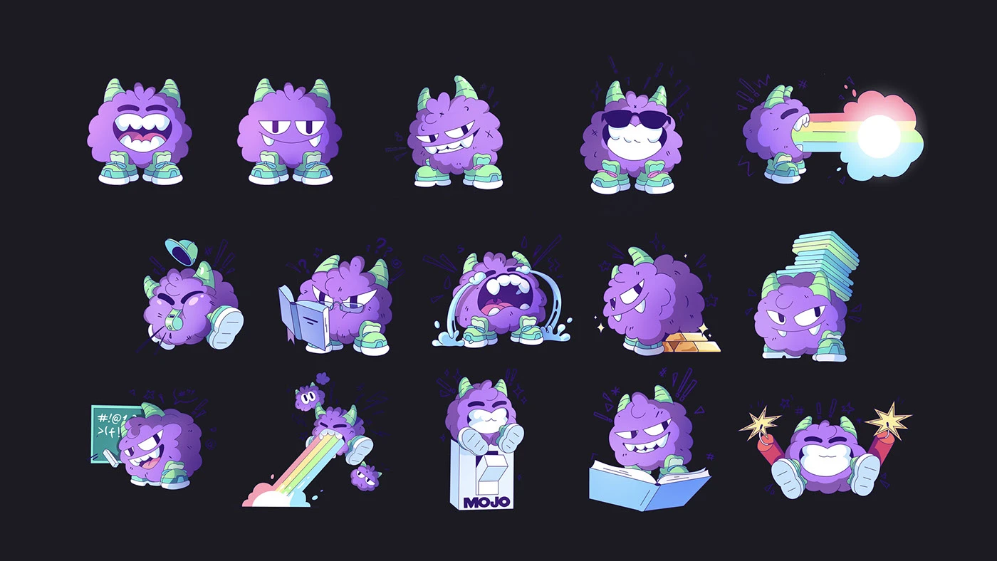Mojo PMM SaaS mascot branding detail 11