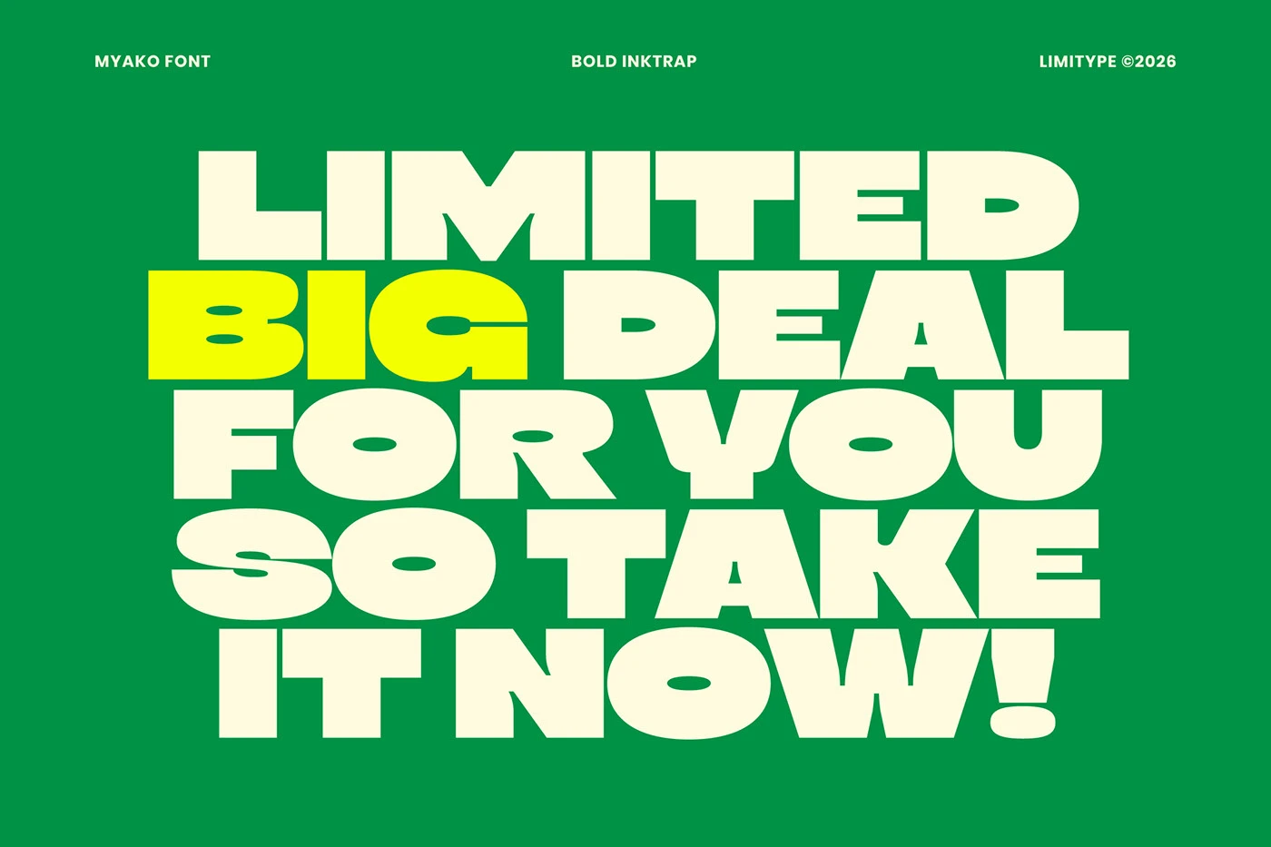 Myako Display Font Specimen and Bold Typography