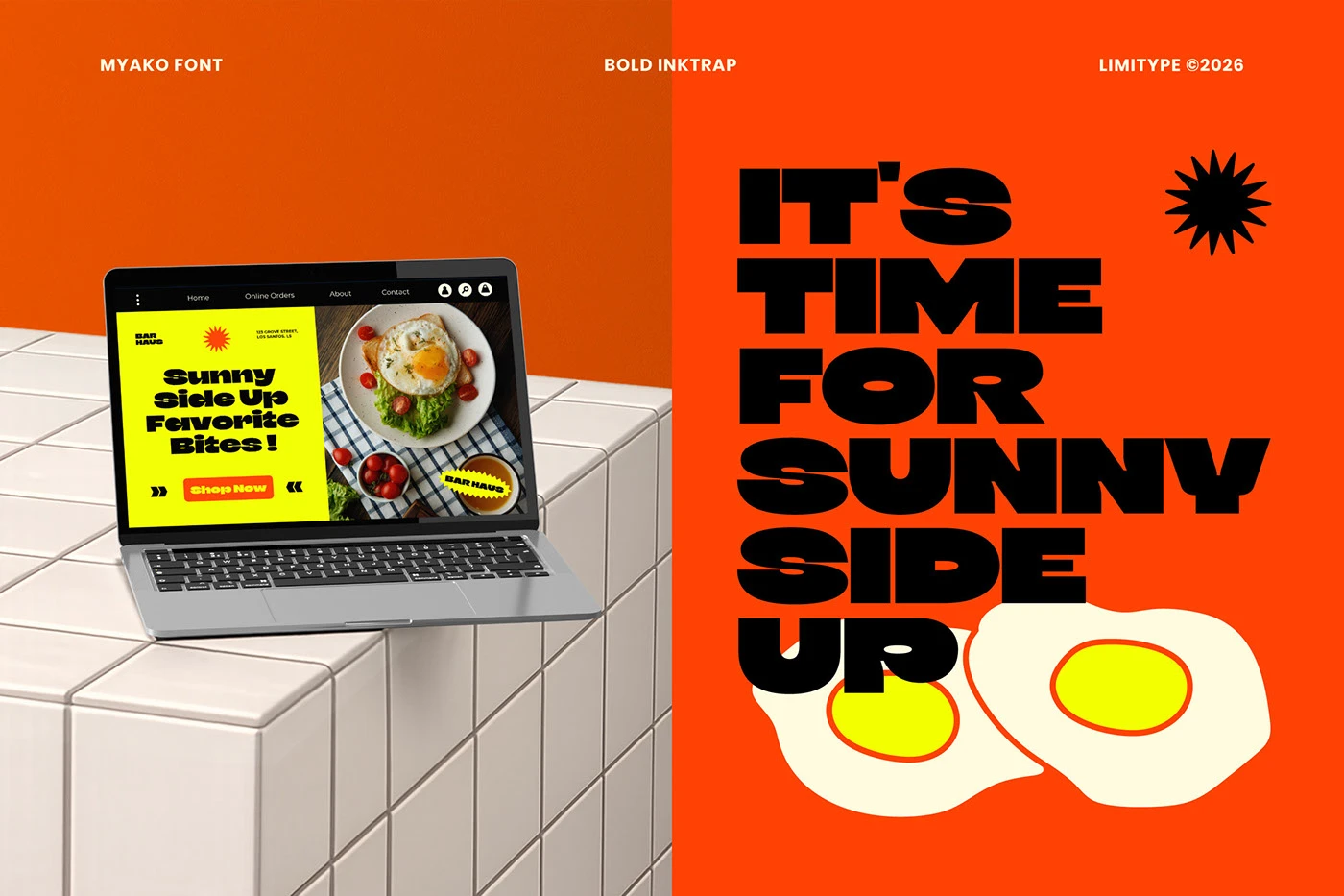 Myako Display Font Specimen and Bold Typography