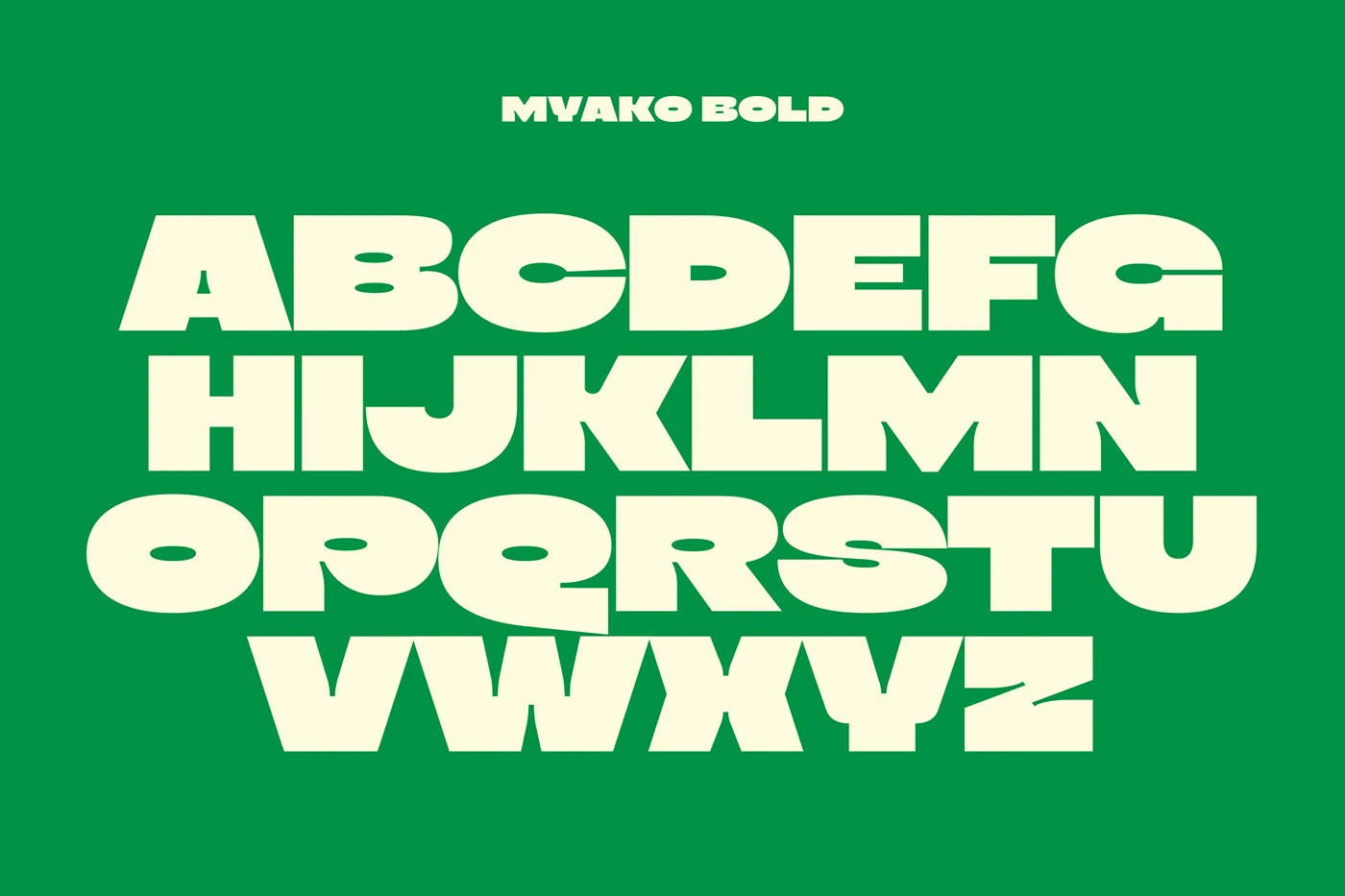Myako Display Font Specimen and Bold Typography