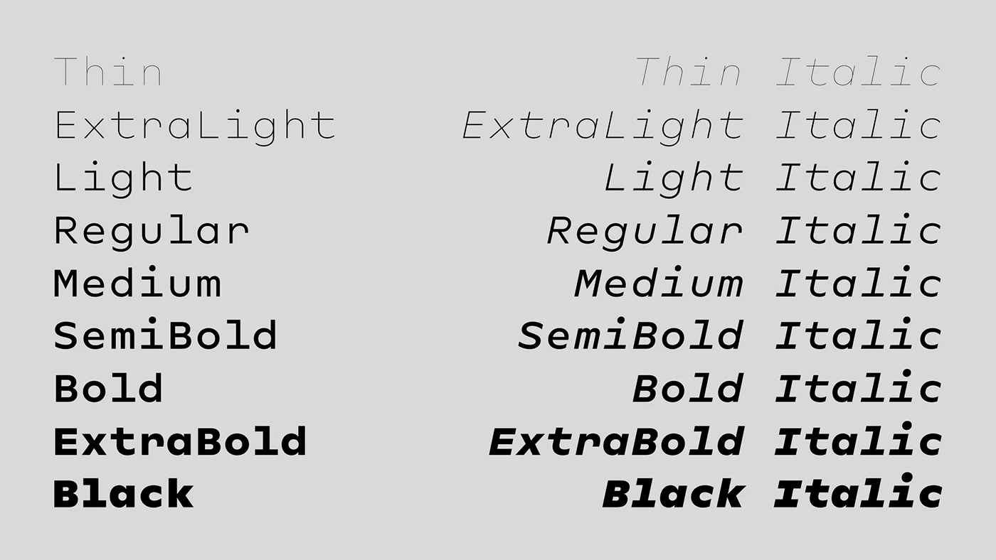 Neurath Mono Type Family typography specimen weight detail 6