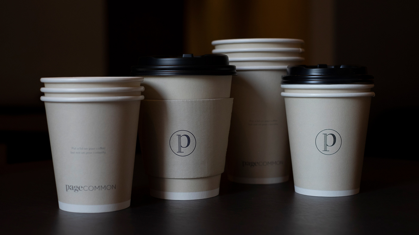 Page Common branding paper takeaway coffee cups and embossed sleeves