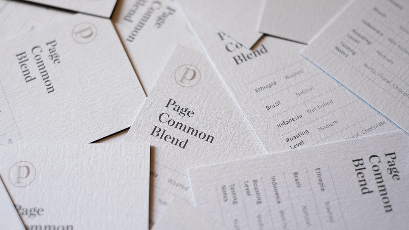 Page Common branding coffee origin profile cards and tasting notes