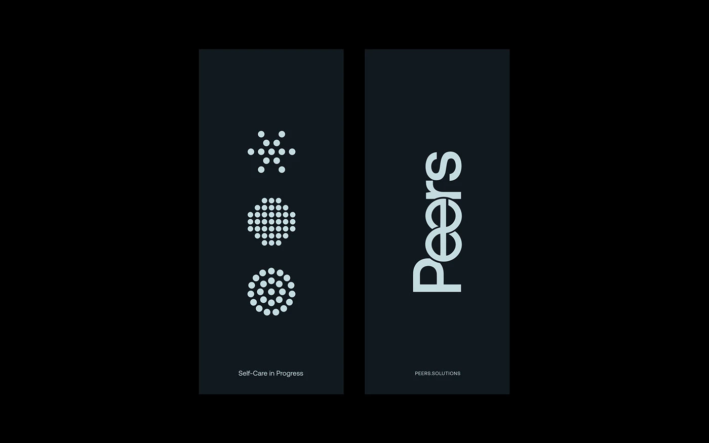 Peers branding geometric dot matrix icons and vertical layout