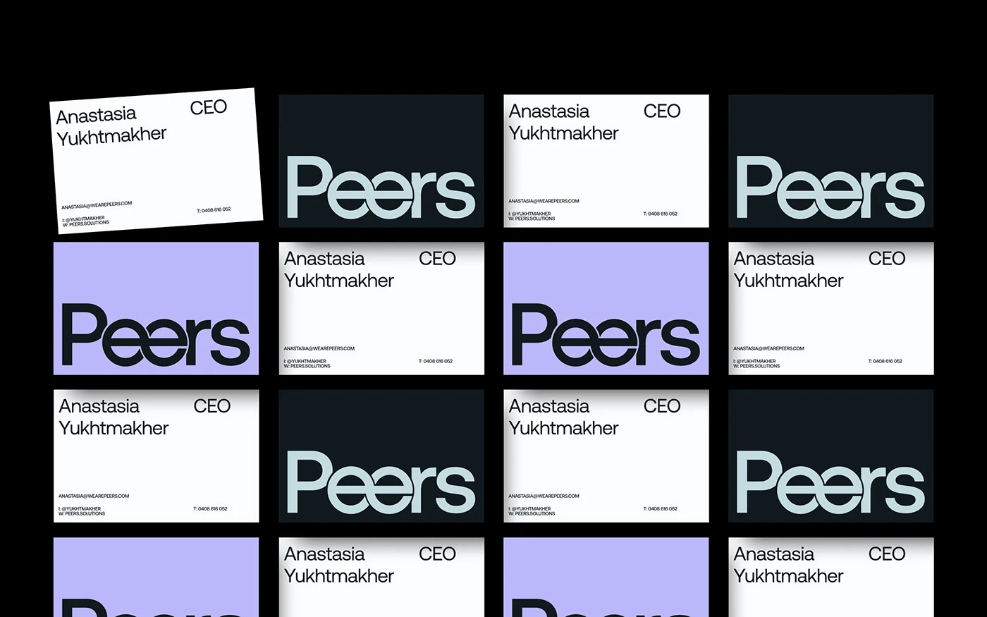Peers branding business card grid specimen layout