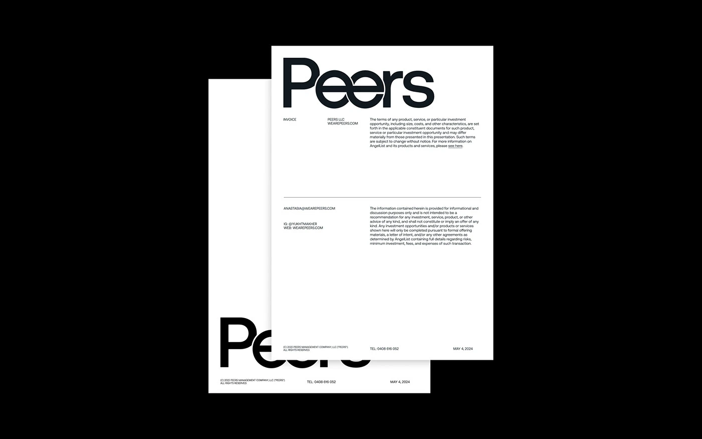 Peers branding web page interface card component
