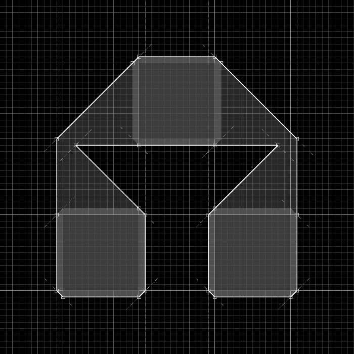 Animated square-grid extrusion of the full Mix Interiors Display alphabet