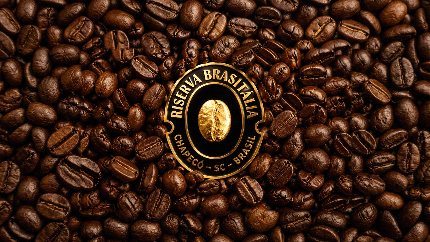 Riserva Brasitália coffee packaging gold foil crest detail