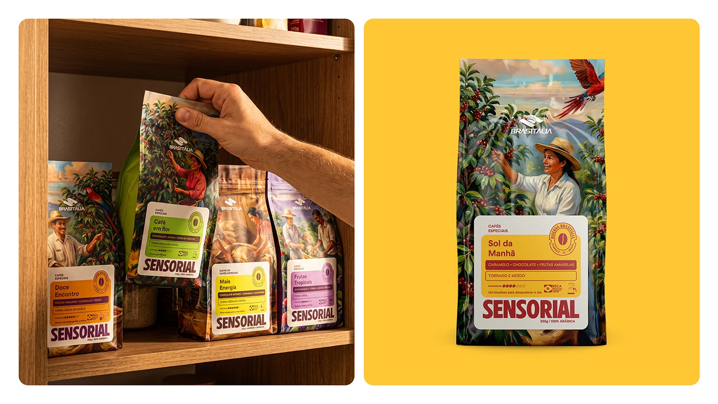 Riserva Brasitália coffee packaging label detail Collezione