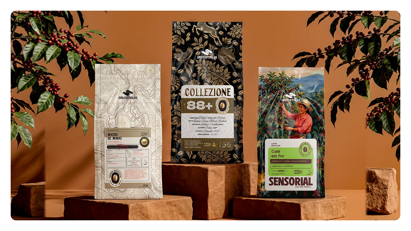 Riserva Brasitália coffee packaging tiers Matas de Minas Collezione Sensorial