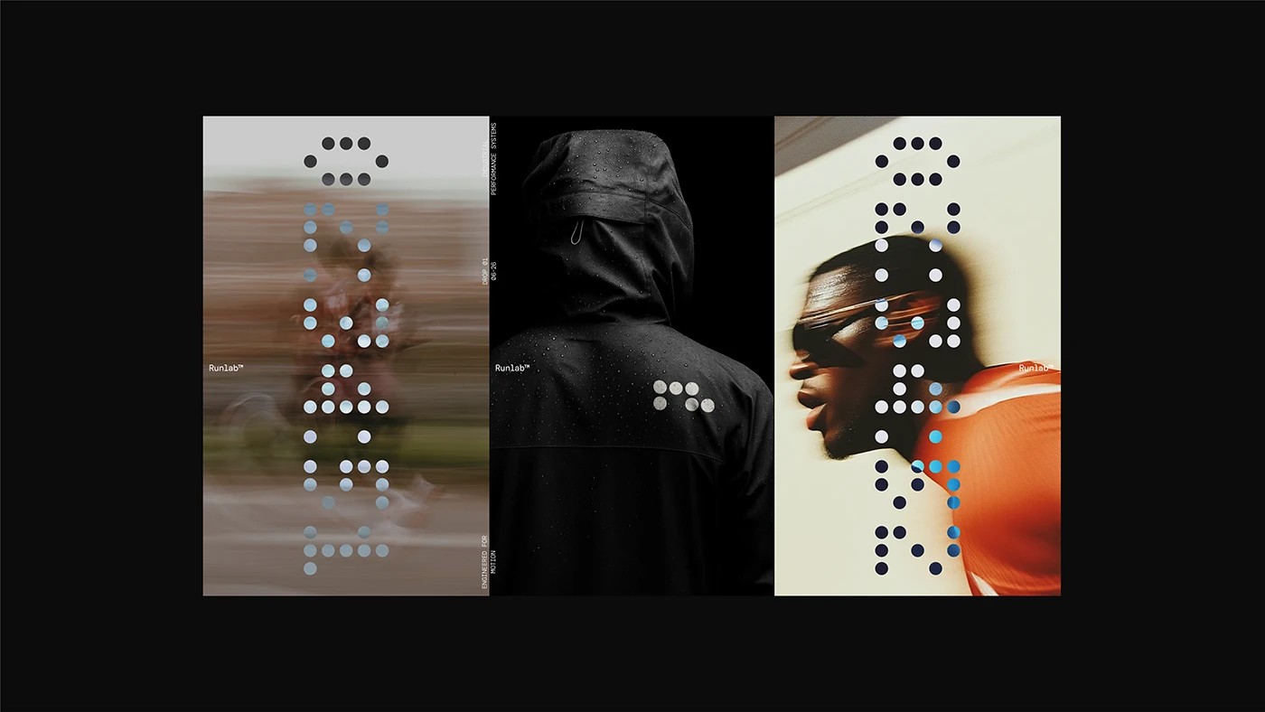 Runlab branding editorial apparel triptych campaign layout