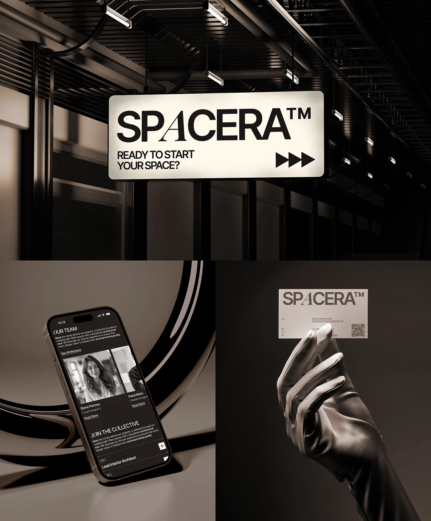 Detalles de tipografía de identidad de marca SPACERA