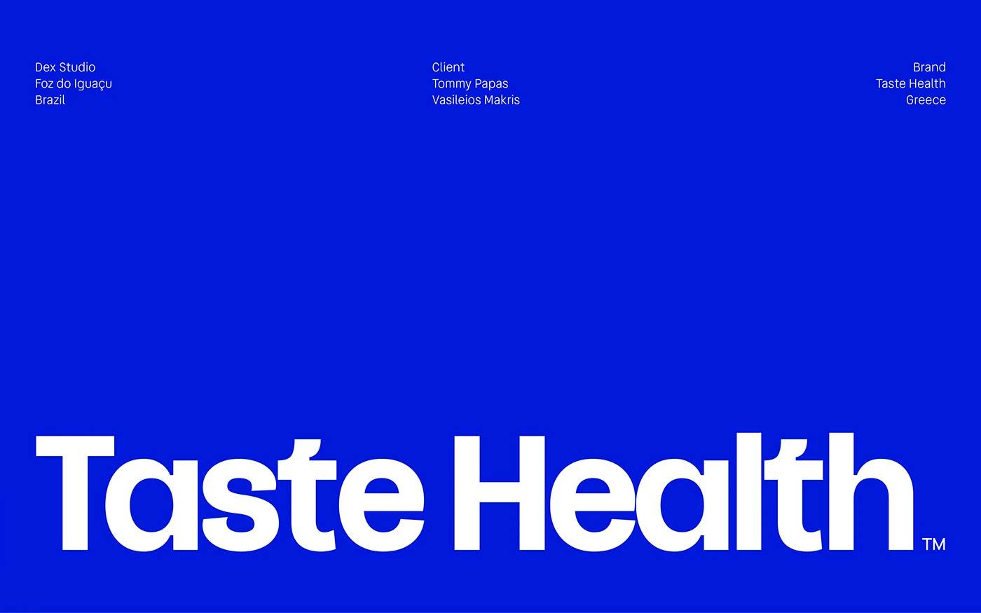 Taste Health branding cobalt blue wordmark typography