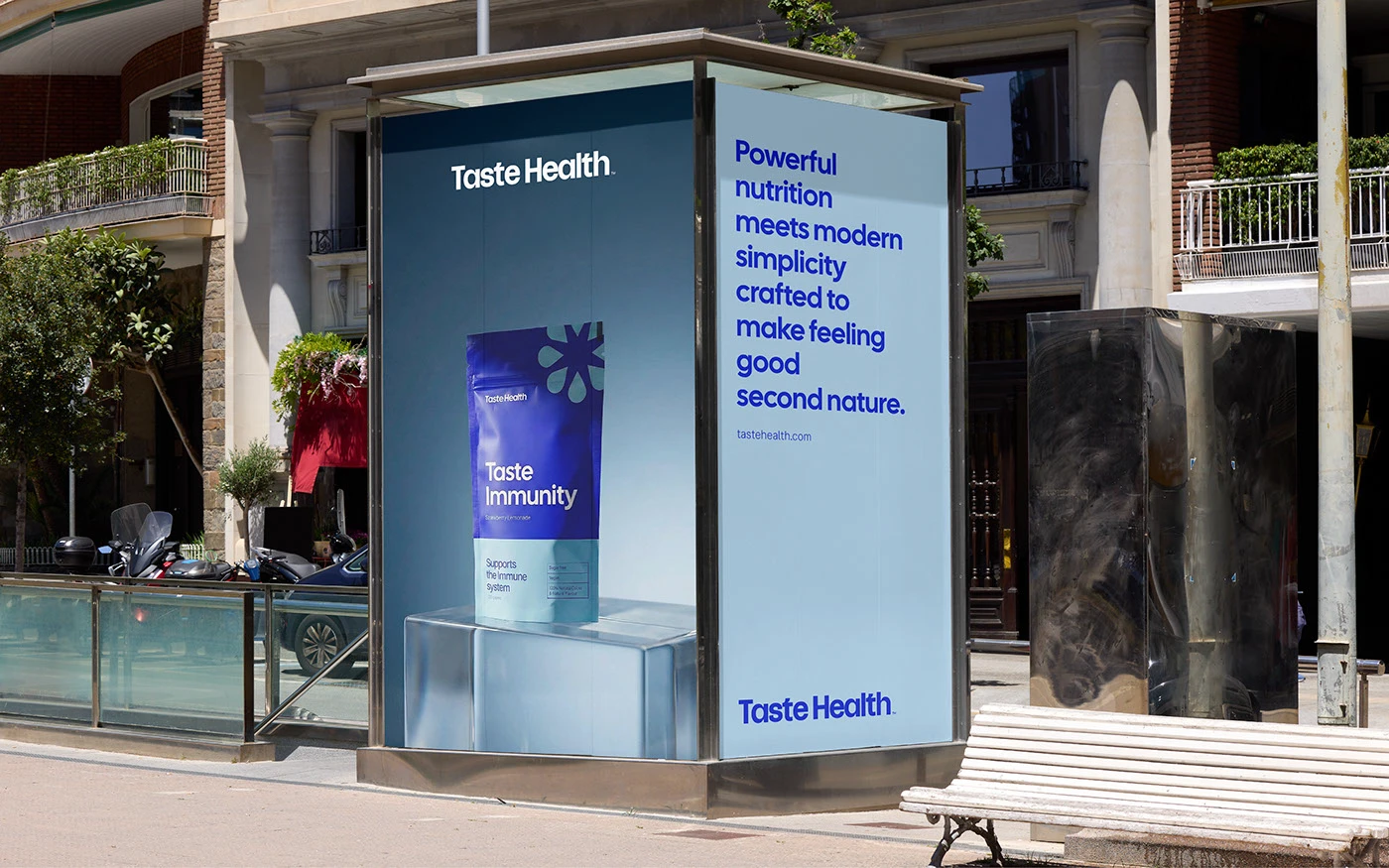 Taste Health branding street kiosk billboard poster display