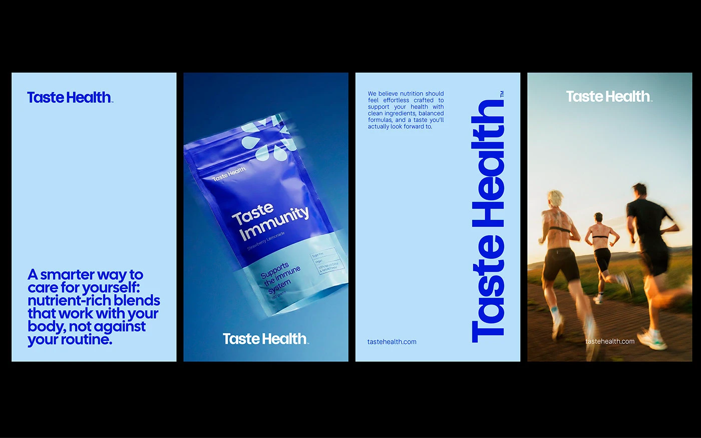 Taste Health branding product pouch and delivery box packaging