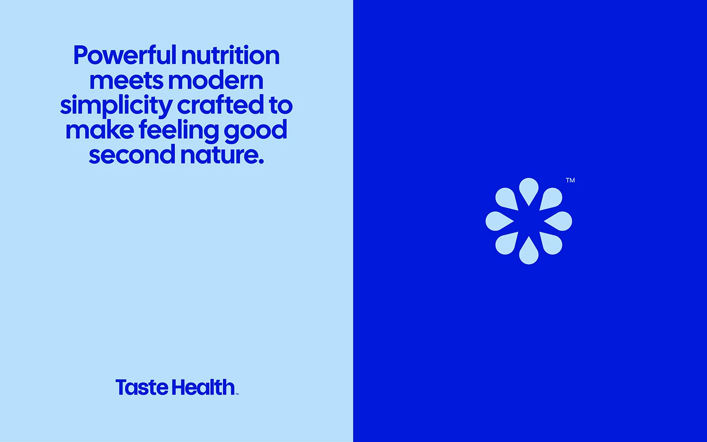 Taste Health branding nutrition pouch on glass block