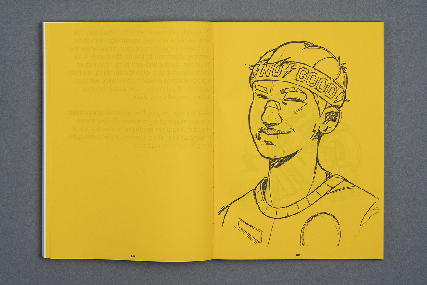 The NoGood Book back cover and illustration collection notes