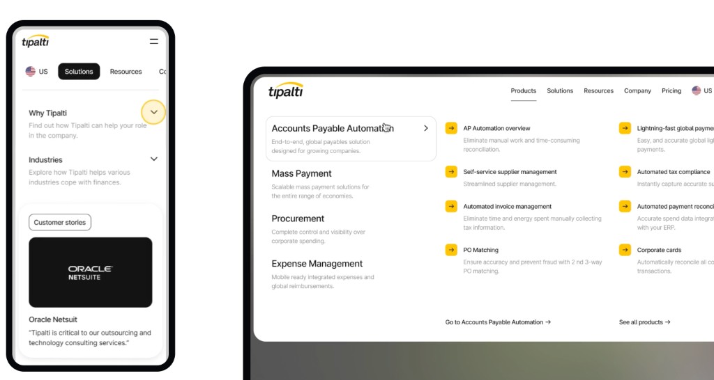 Tipalti Fintech Platform Web Design and Design System