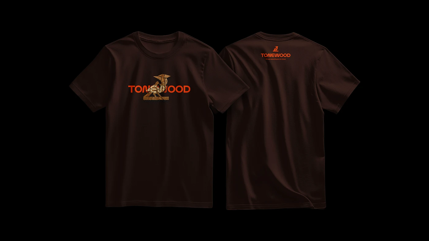 Tonewood branding t-shirt design with bird icon