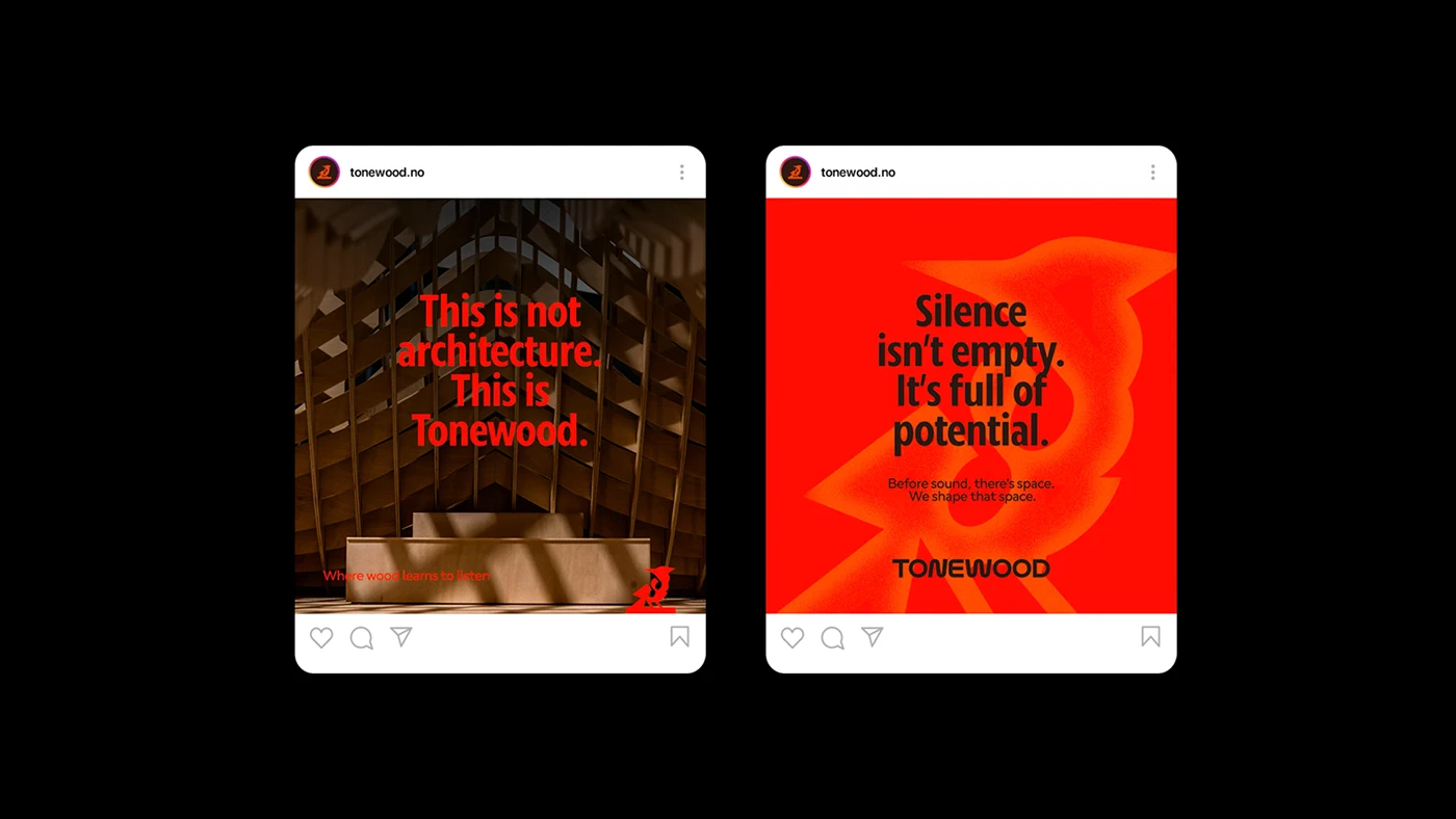 Tonewood branding social poster and architectural installation