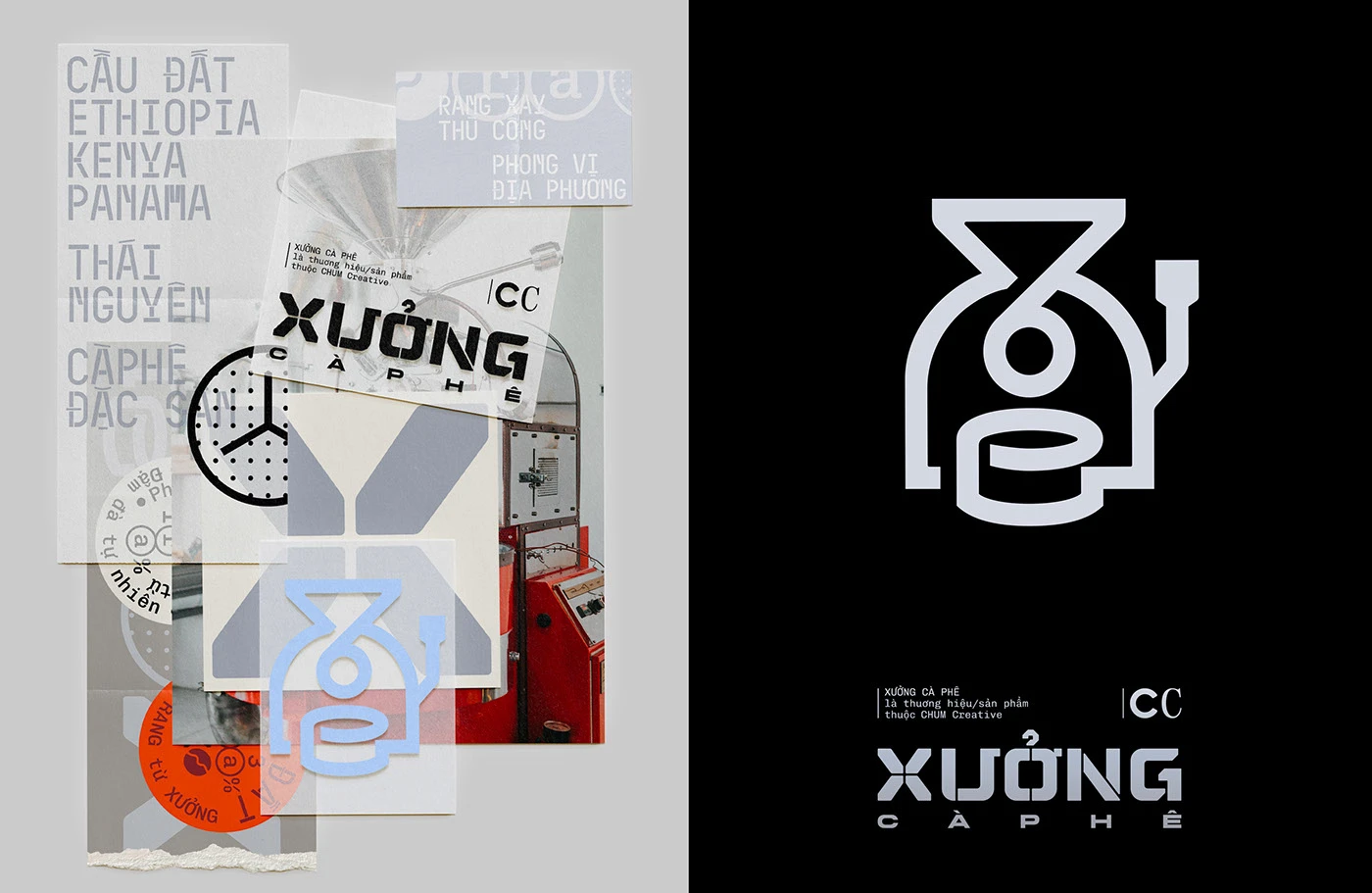 Xuong Caphe branding packaging graphics layout