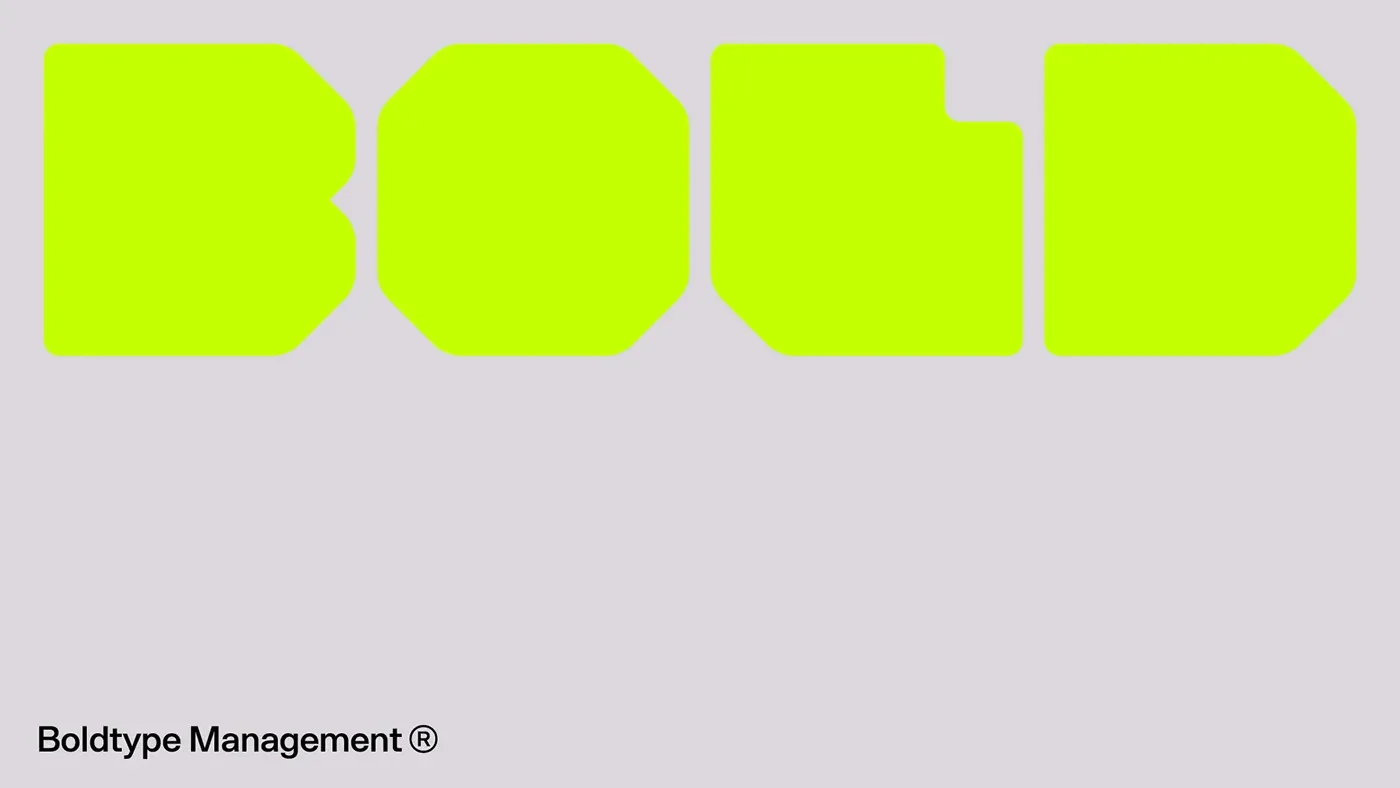 Boldtype Management branding logo and acid yellow block typography
