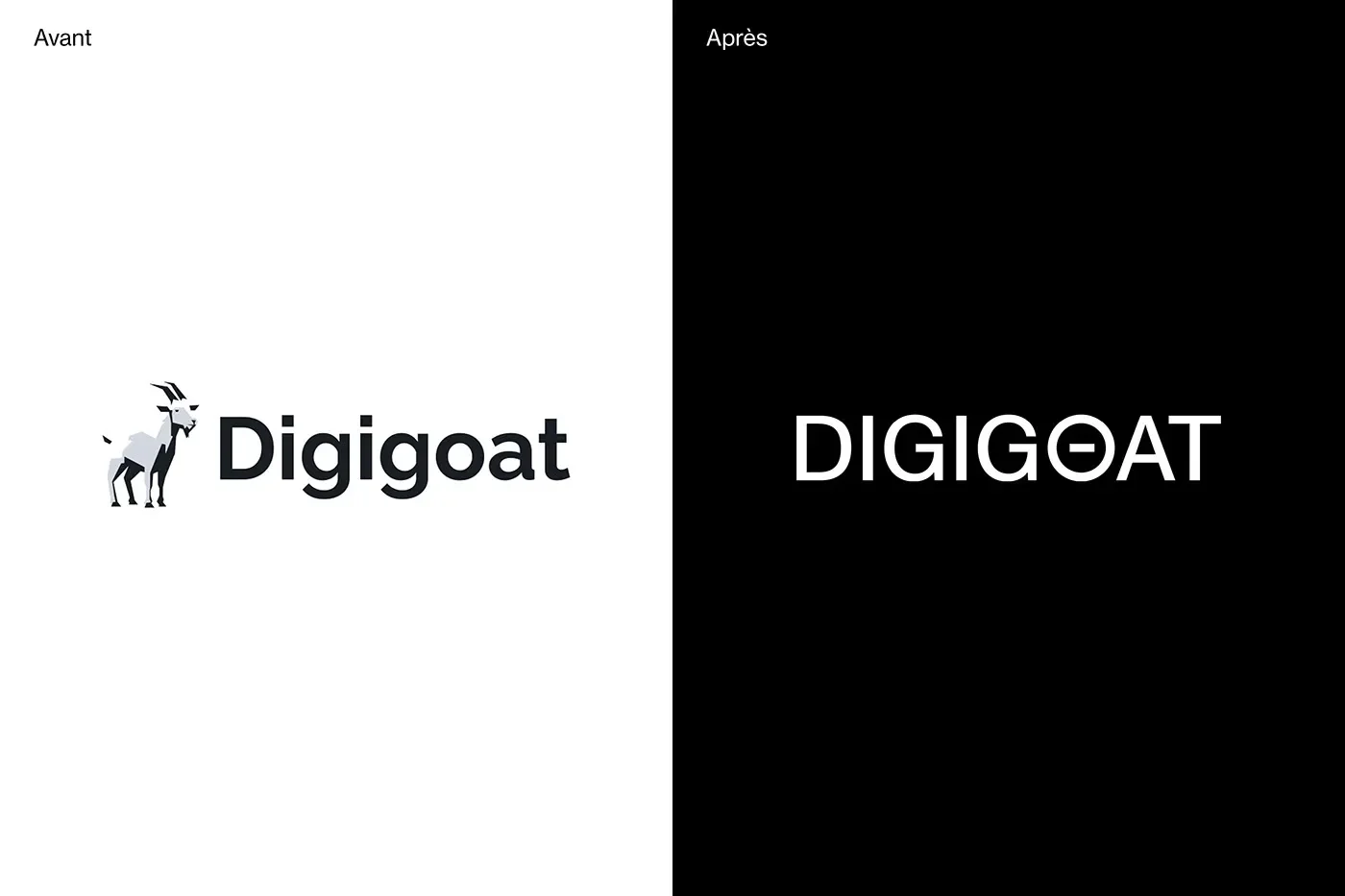 Digigoat branding wordmark and logo redesign comparison