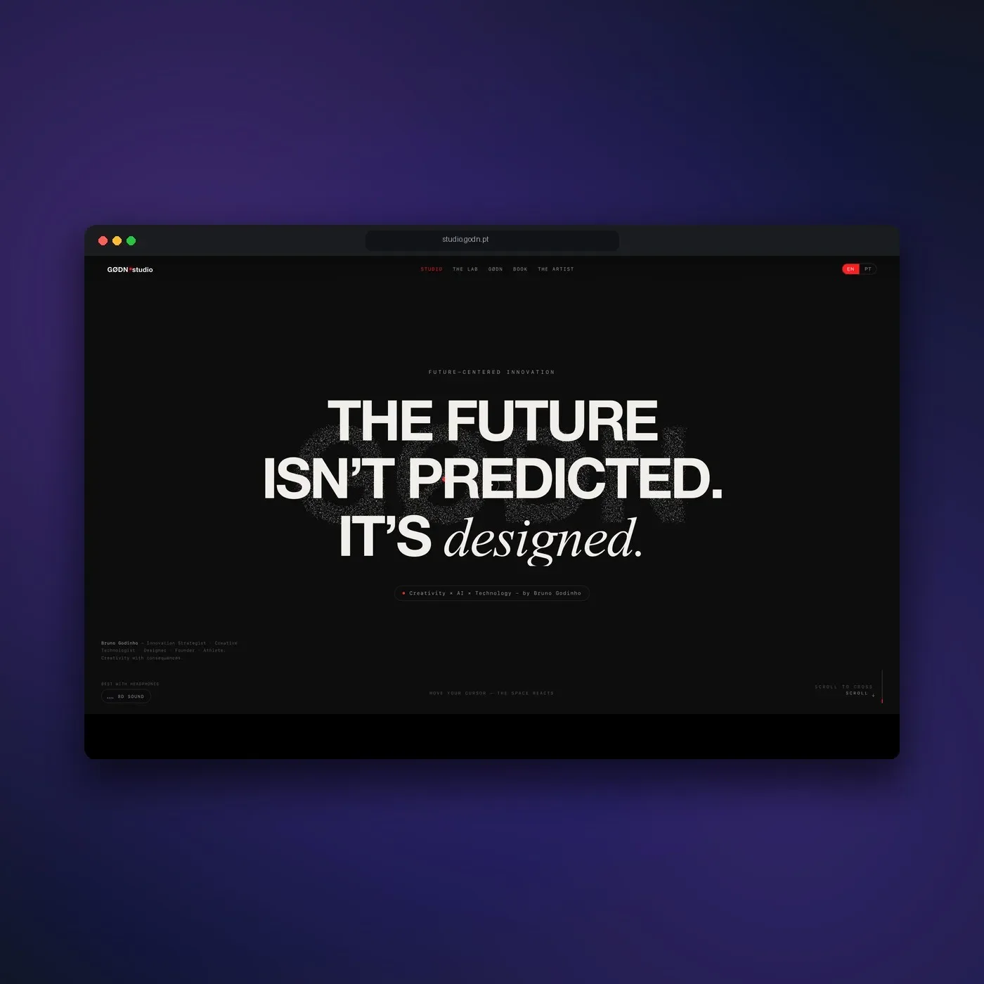 GØDN.studio interactive web design macOS browser interface mockup