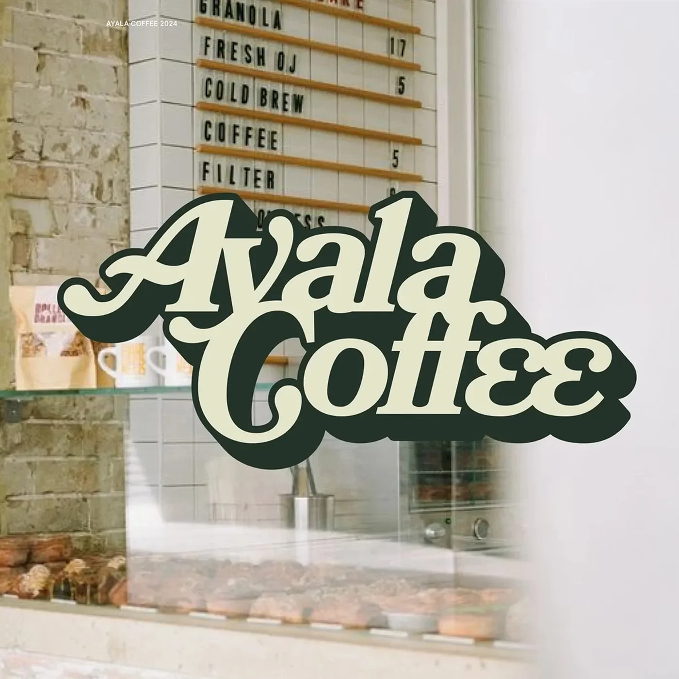 Ayala Coffee Co. visual identity packaging mockups showing branded bags