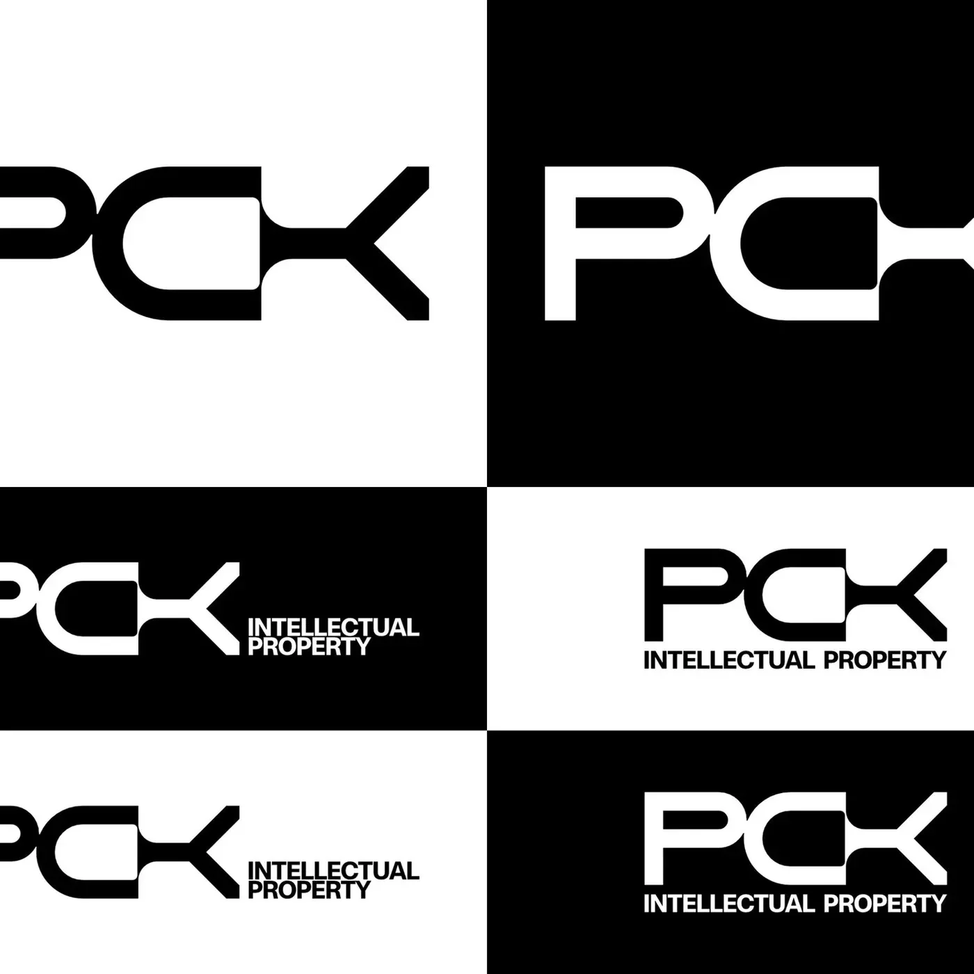 Bold typographic monogram with sharp C-K ligature in PCK brand identity by Brand Brothers