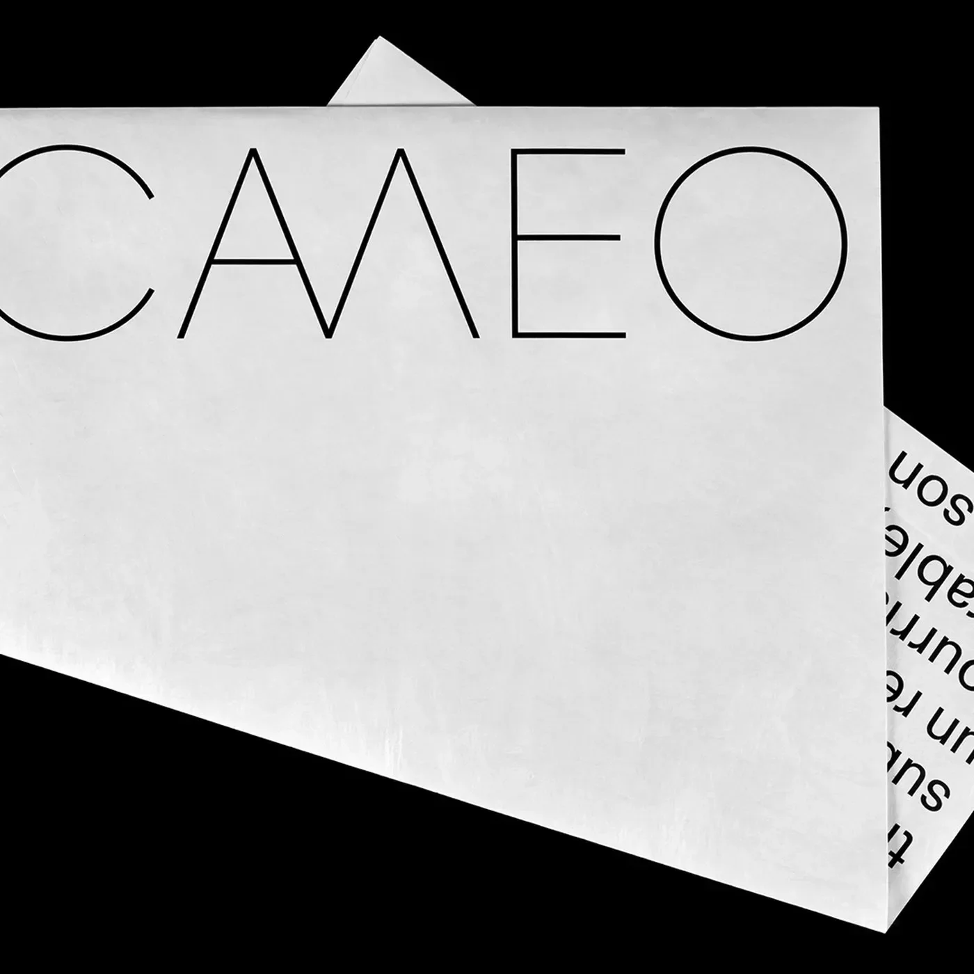 CAMEO brand identity oversized Tyvek envelope design by Paprika Design